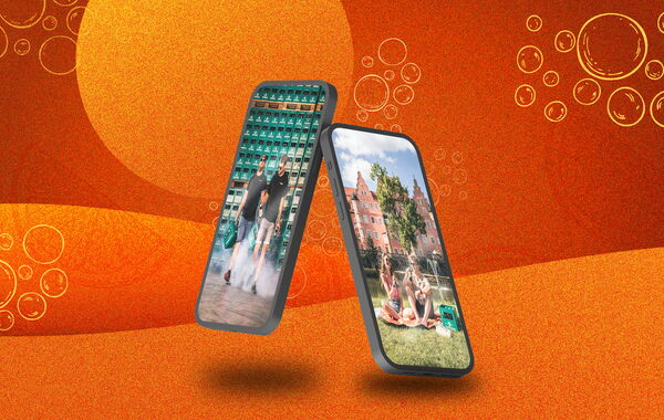 Bild zeigt zwei Bilder der Brauerei Taufkirchner als Handy Bildschirm Hintergrund