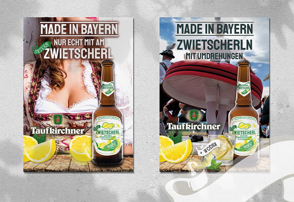 Bild zeigt 2 Poster bezüglich des Erfrischungsgetränks Zwietscherl.