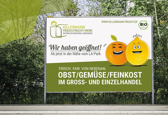 Außenwerbung für Obst- und Gemüsemarkt