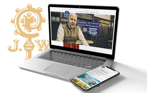 Bild zeigt die Website des Gasthaus: "Augustiner zur Schleuse" auf mehreren Ausgabegeräten