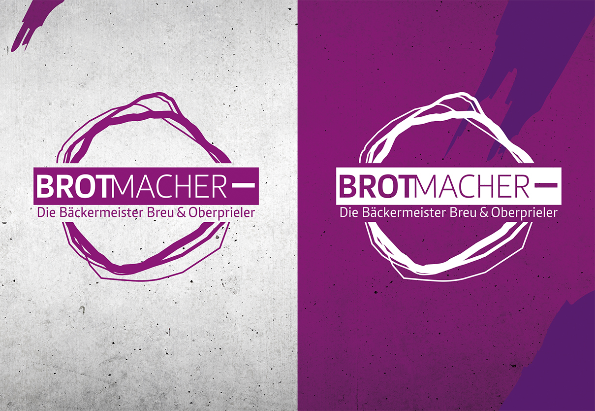 Das Bild zeigt das Logo in zwei Varianten der Firma: "Brotmacher Breu & Oberprieler GMBH"