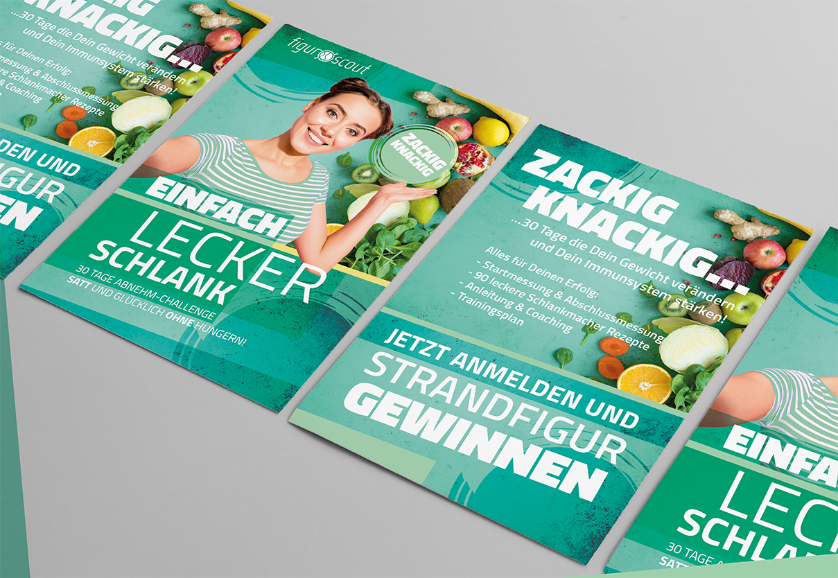 Das Bild zeigt das Heft der Firma Figurscout einmal Geschlossen von Vorne und von Hinten