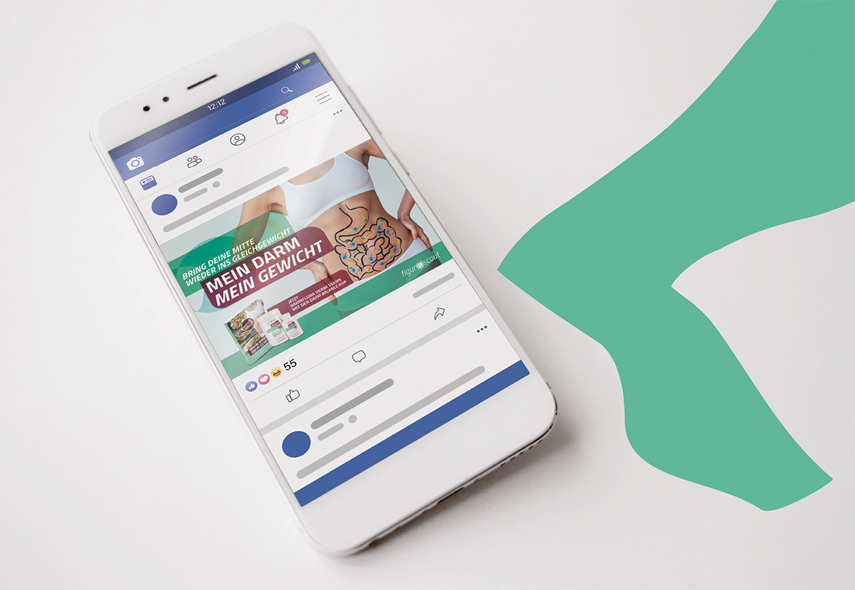 Das Bild zeigt eine Anzeige der Firma Figurscout auf einem Bildschrim eines Handy's