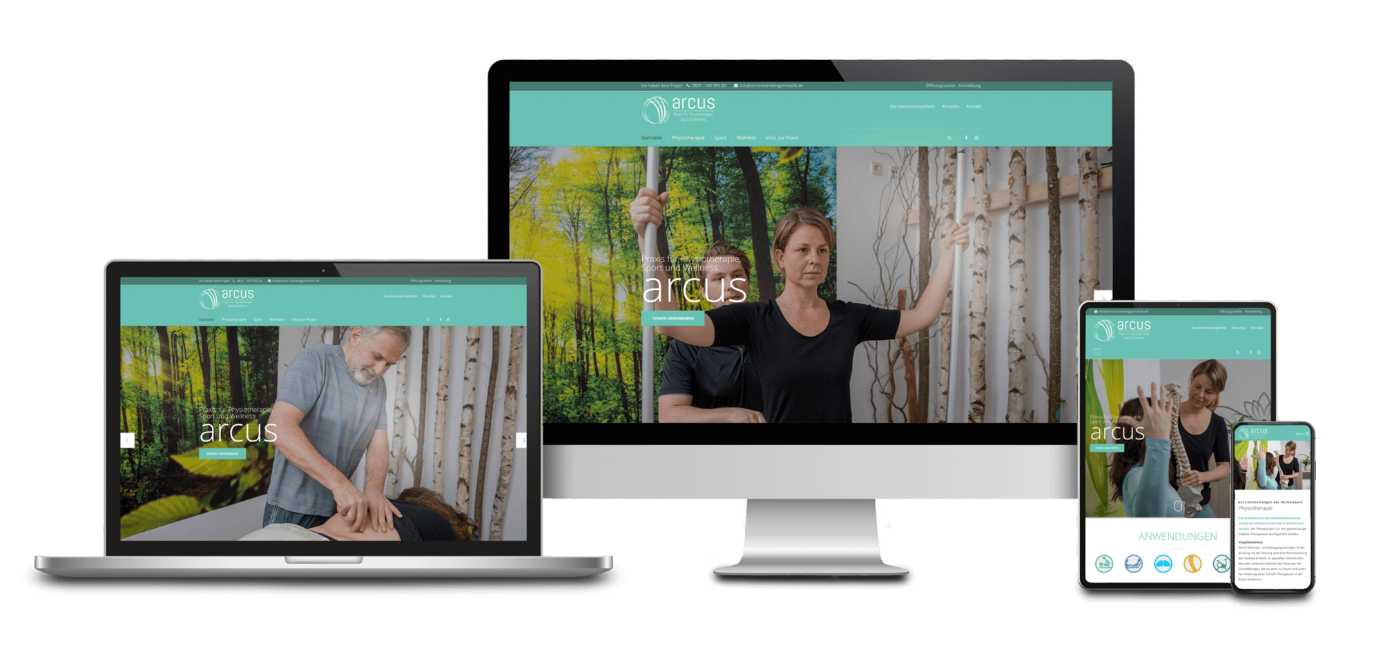Bild von Verschiedenen Ansichten der Website: "Arcus Krankengymnastik"